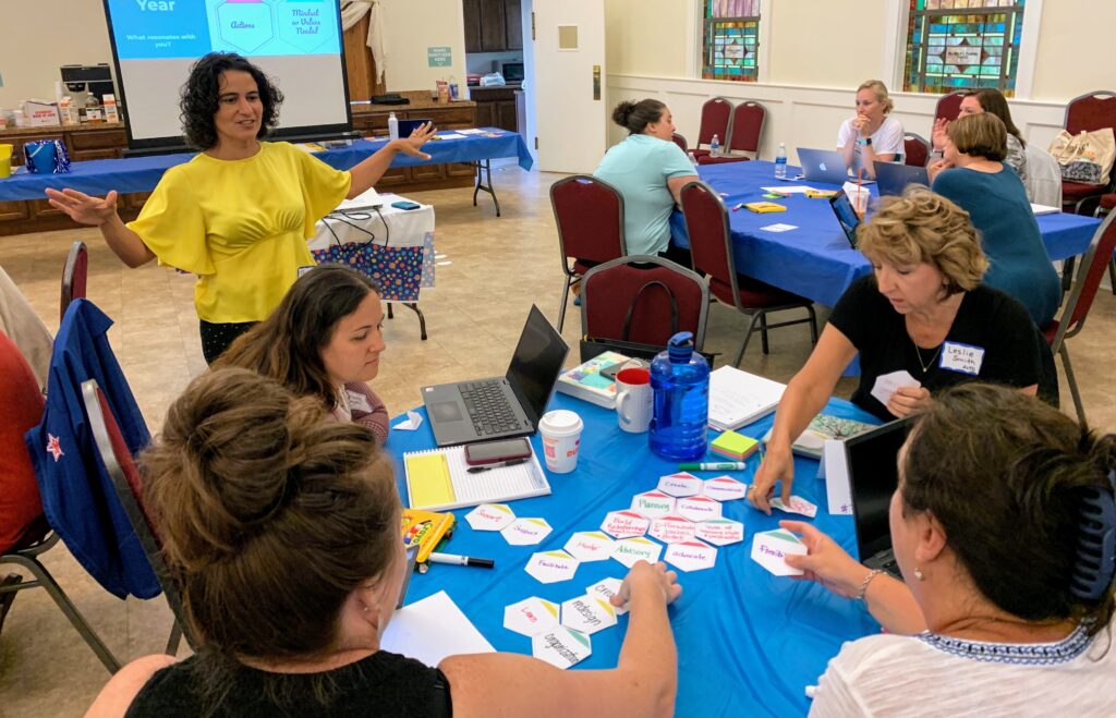 Theresa Gibson facilitates a learning session for instructional coaches.